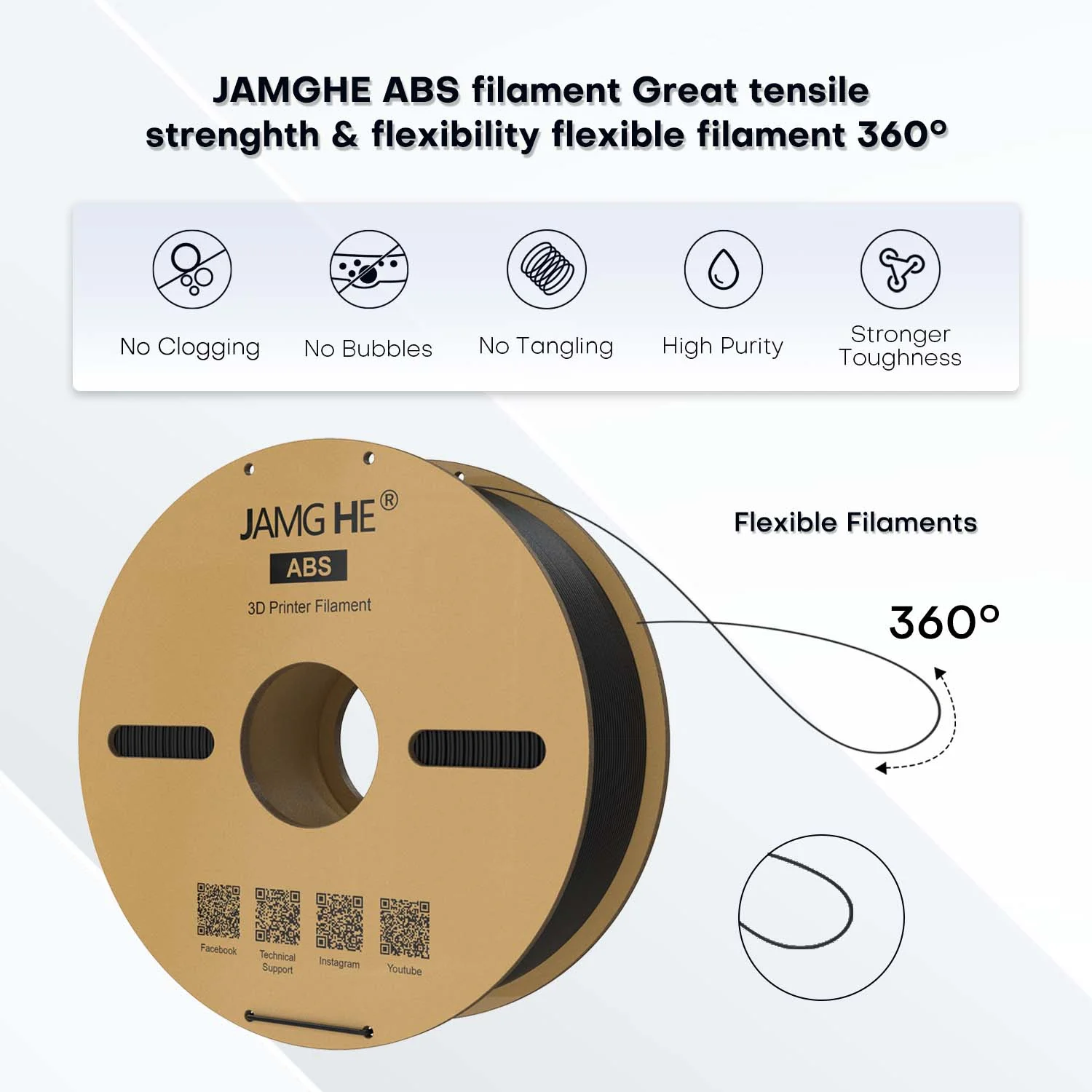 Filament pour imprimante 3D Jamghe ABS bleu, 1,75 mm, 1 kg 4 Filament pour imprimante 3D Jamghe ABS bleu, 1,75 mm, 1 kg