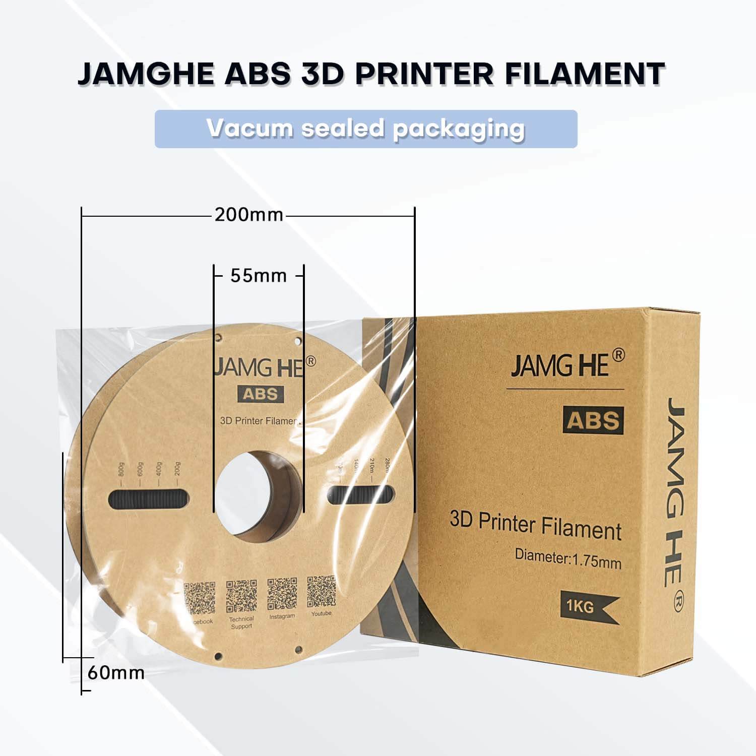 Filament pour imprimante 3D Jamghe ABS bleu, 1,75 mm, 1 kg 6 Filament pour imprimante 3D Jamghe ABS bleu, 1,75 mm, 1 kg