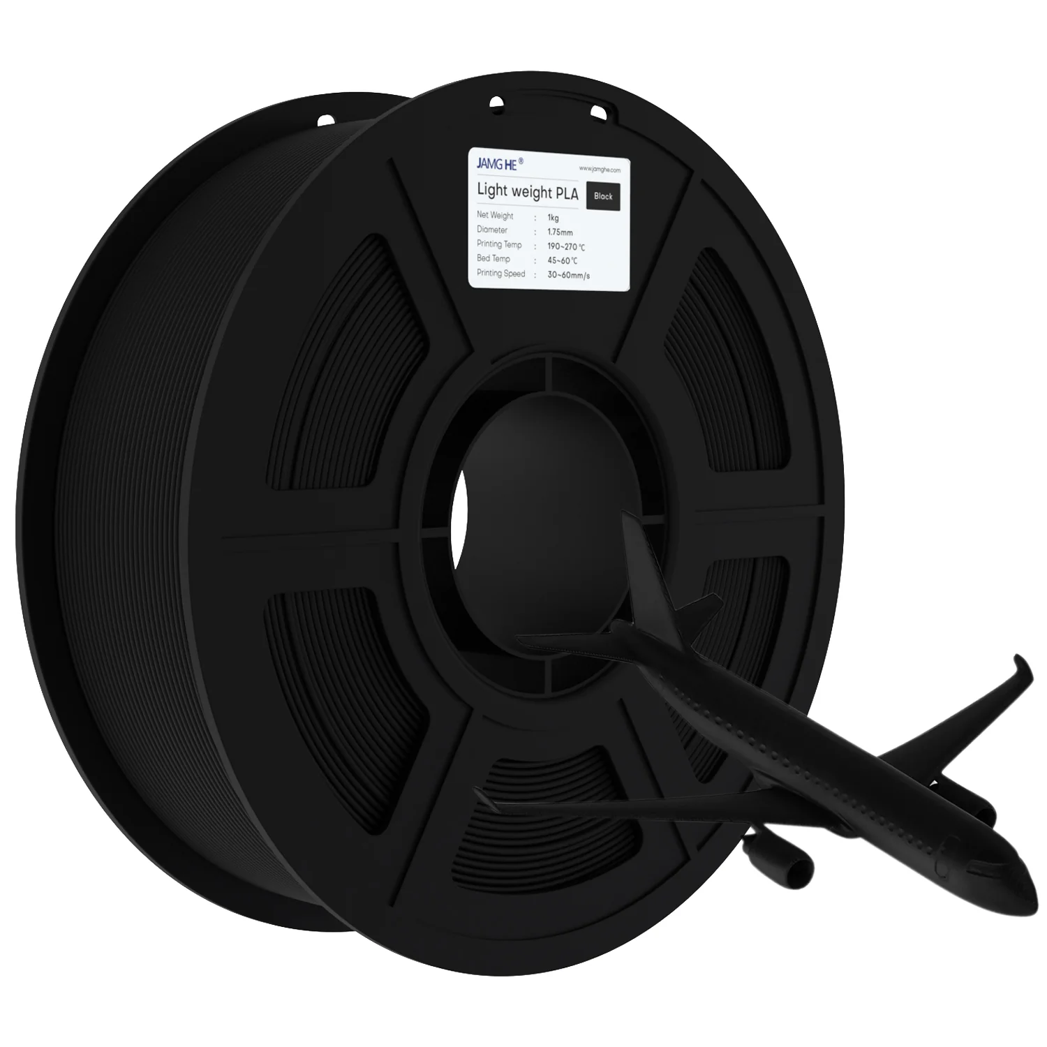 Filament pour imprimante 3D Jamghe PLA LW noir, 1,75 mm, 1 kg 1 Filament pour imprimante 3D Jamghe PLA LW noir, 1,75 mm, 1 kg