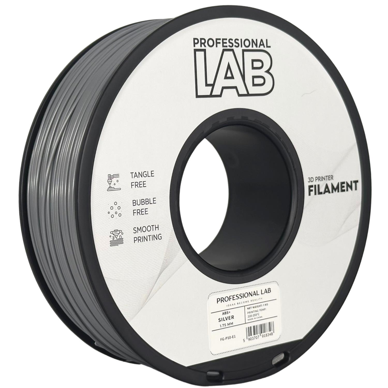 Filament pour imprimante 3D Prof. Lab ABS+ argent 1,75 mm 1 kg 1 Filament pour imprimante 3D Prof. Lab ABS+ argent 1,75 mm 1 kg