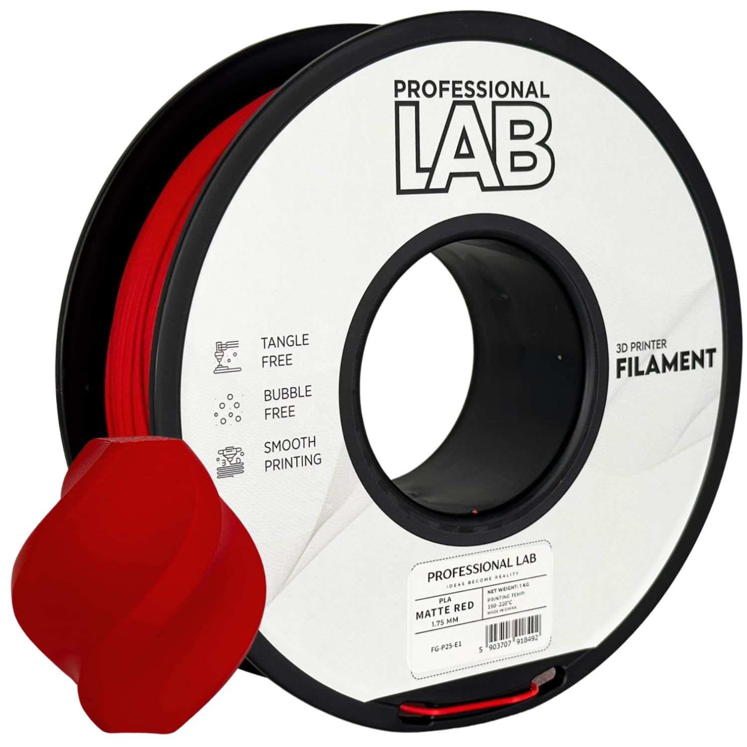 Filament pour imprimante 3D Prof. Lab PLA rouge mat 1,75 mm 1 kg 1 Filament pour imprimante 3D Prof. Lab PLA rouge mat 1,75 mm 1 kg