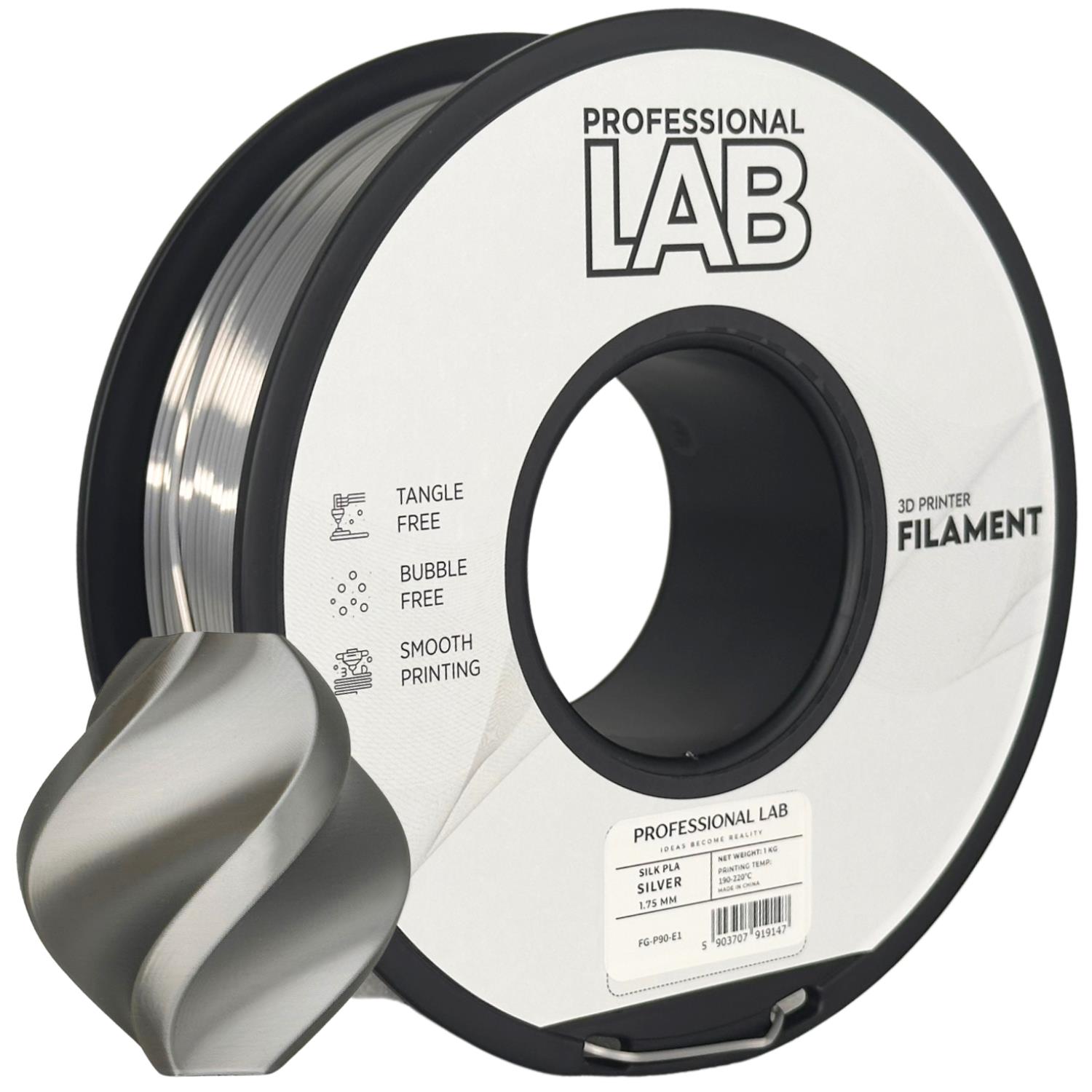 Filament pour imprimante 3D Prof. Lab Silk PLA argent 1,75 mm 1 kg 1 Filament pour imprimante 3D Prof. Lab Silk PLA argent 1,75 mm 1 kg